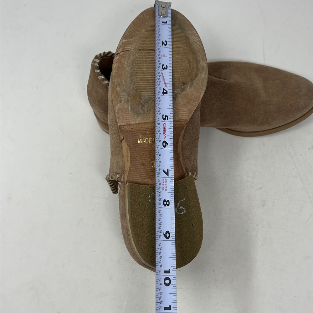 GARNET HILL Lola Whipstitched Boots Tan Suede Slip On Made In Italy Sz 37 US 7 - Picture 14 of 14